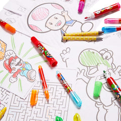 Super Mario crayons 12-pack for vibrant drawing and shading.