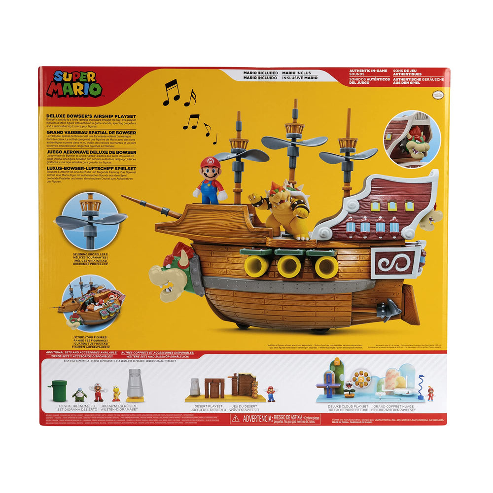 Super Mario Deluxe Bowser's Airship open hull for easy figure storage.