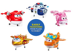 Jett transforming from plane to bot with working wheels for Super Wings play
