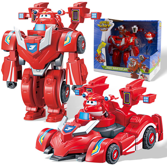 Super Wings transformable toy robot shown in action for adventure play with city missions