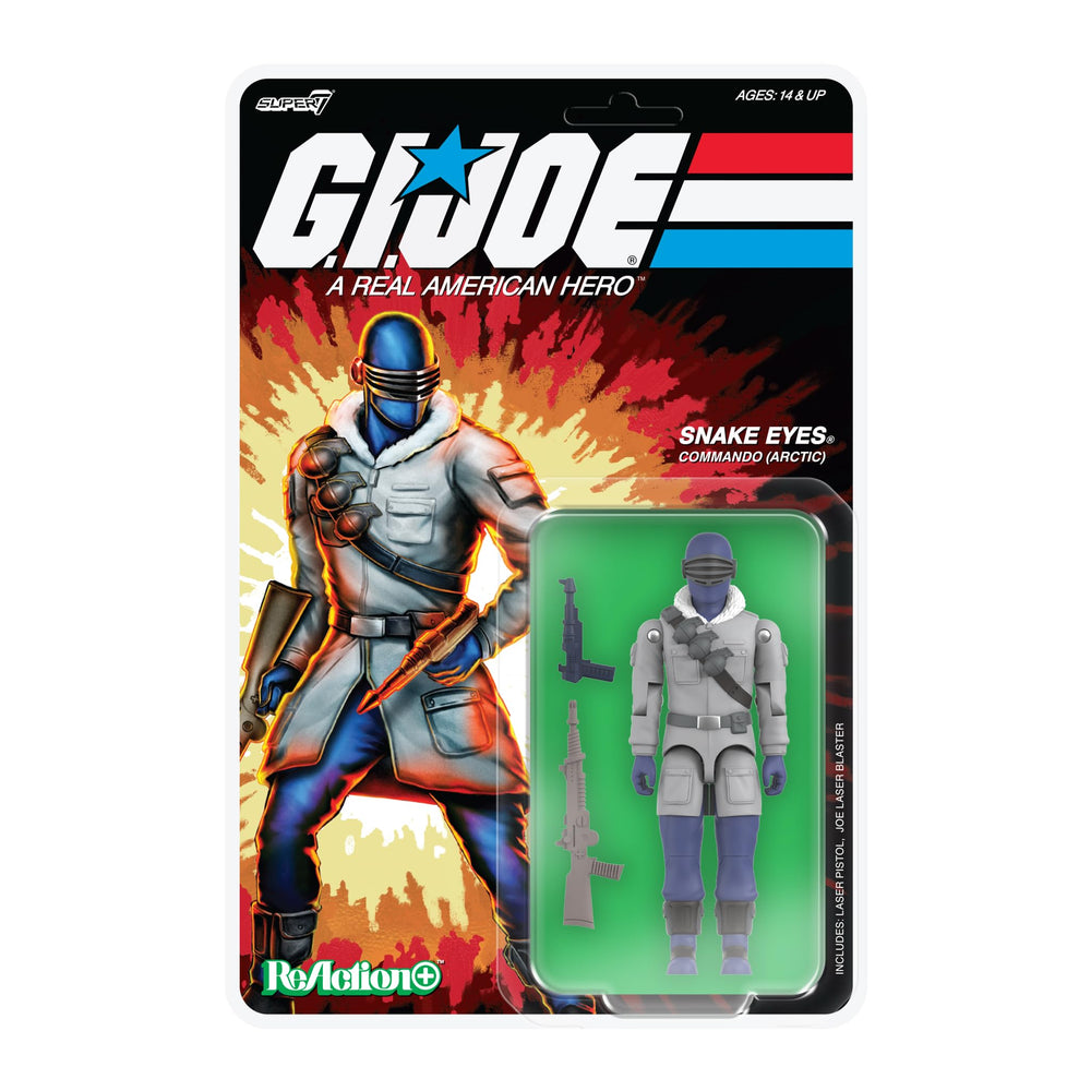 Super7 Arctic Snake Eyes figure front view for dynamic display and poseability.