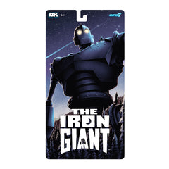 Blister cardback packaging evokes retro collectible presentation for Super7 Iron Giant.