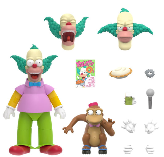 Super7 Krusty the Clown Ultimates figure with interchangeable heads for versatile display.