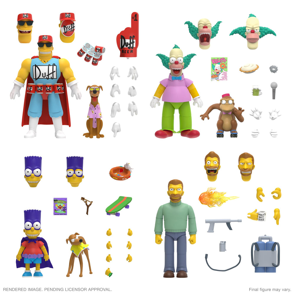 Super7 Santa’s Little Helper accessory with Bartman figure for nostalgic setups.