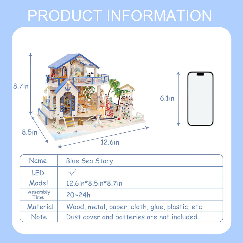 SUPERHIGH Dollhouse Blue Sea Story Lit Display emphasizes a charming night-ready centerpiece