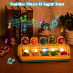 SUPERHIGH Pop Up Toy with light prompts enhances visual tracking during play.