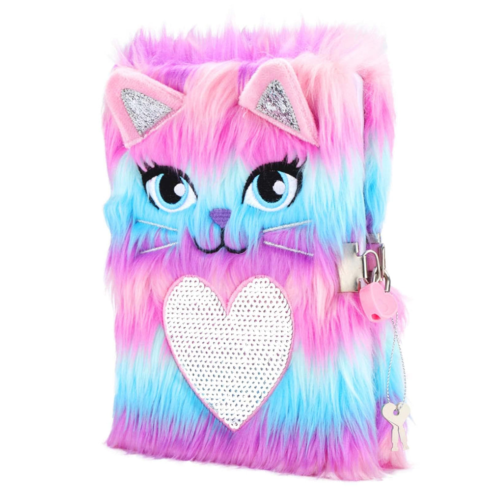 SuperStyle Journal plush diary case with soft plush cover and cat embroidery for cozy writing