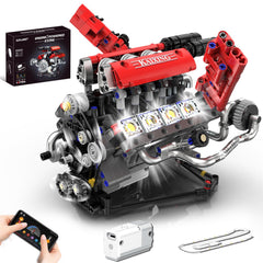 Suplanet Mini V8 engine assembly shows pistons in motion for hands-on learning.