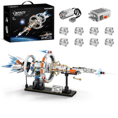 Suplanet Space Station with motorized rotating body for dynamic display