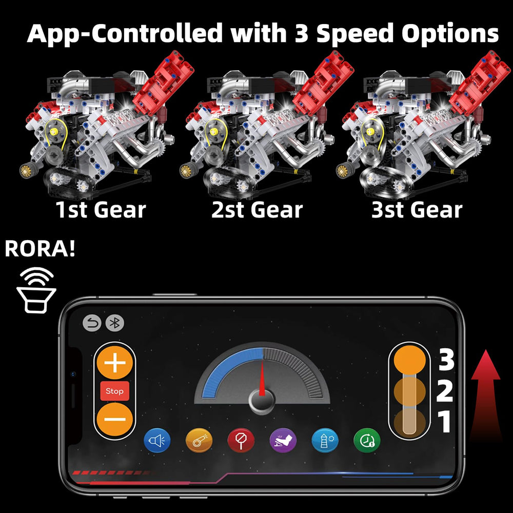 Suplanet V8 app control highlights adjustable speed and exhaust sounds for immersion.