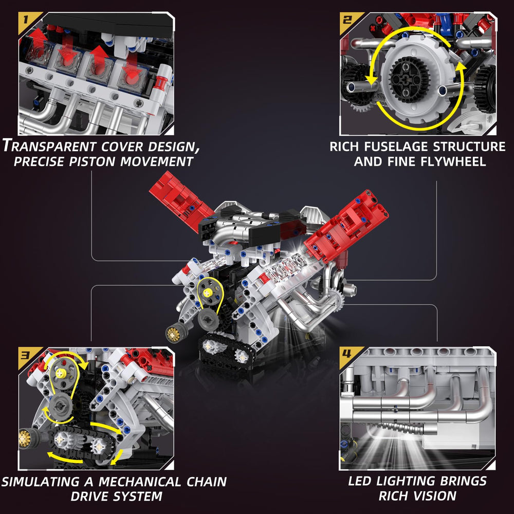 Suplanet V8 pistons-in-motion view shows realistic engine movement.