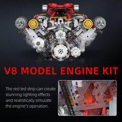 Suplanet V8 engine kit rechargeable motor powers realistic engine operation.