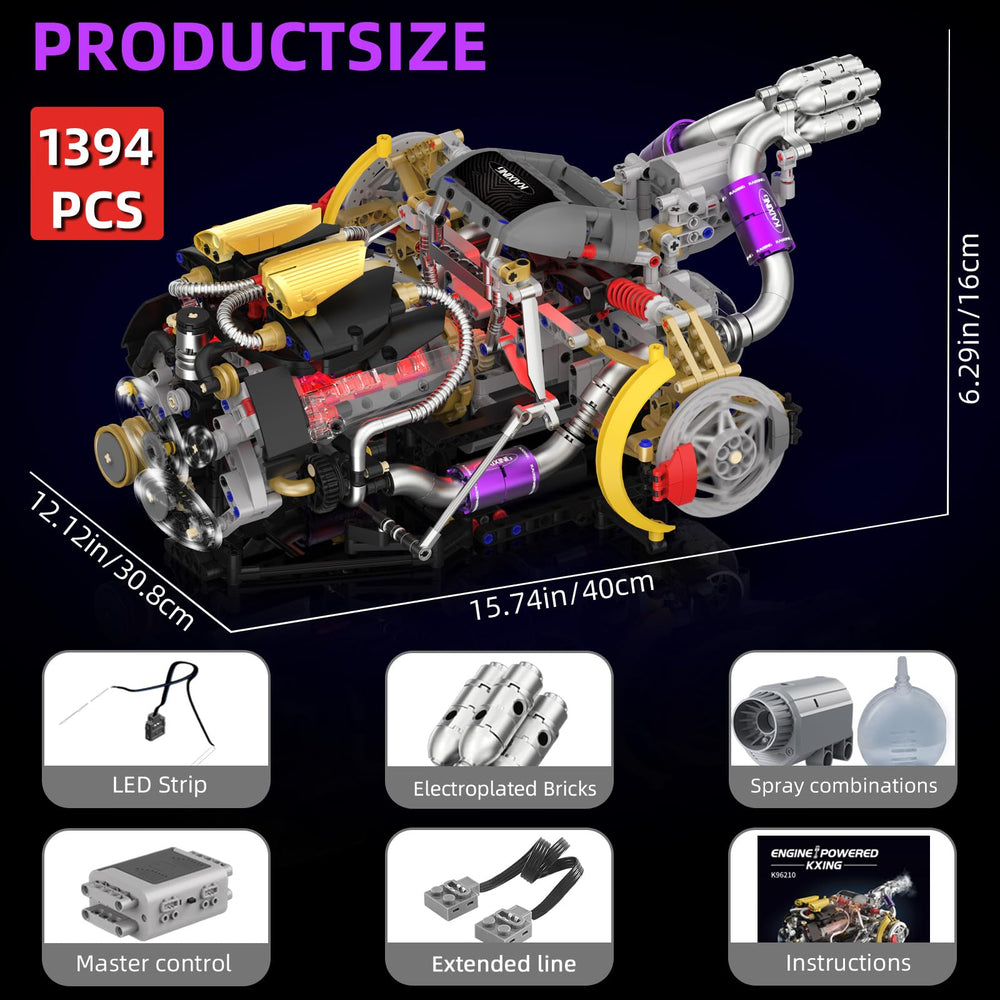 Suplanet V8 engine spray and light effect for realistic operation.