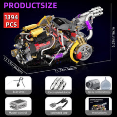 Suplanet V8 engine spray and light effect for realistic operation.