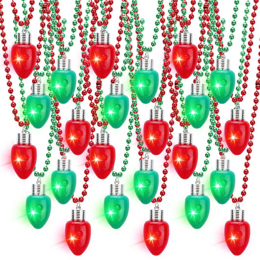 Sureio LED Christmas necklace 24-pack with red and green bulbs for festive gift sets.