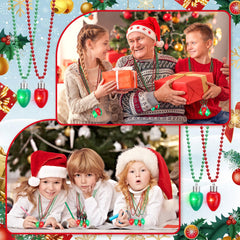 Sureio LED Christmas necklace close-up highlighting bright bulbs and simple on/off switch.