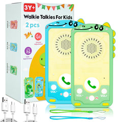 Surekuo kids walkie talkies with dinosaur case, front view, quick two-way chat