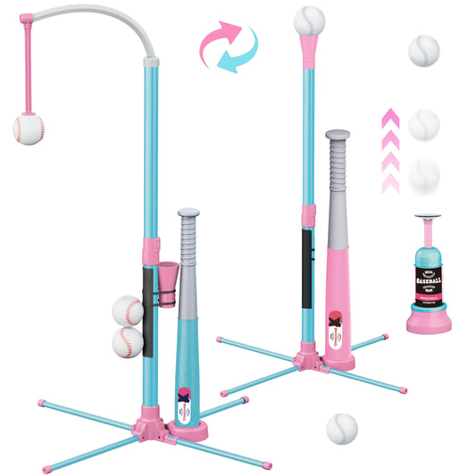 Surelect 3-in-1 T-ball set hanging tee shows adjustable height for varied swings and angles.
