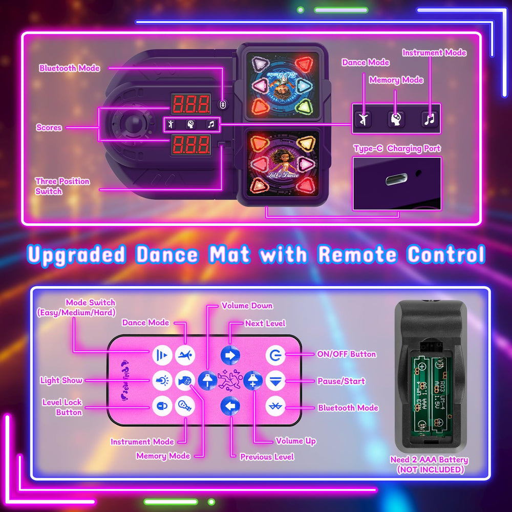 Surelect Dance Mat rechargeable battery supports long-lasting sessions