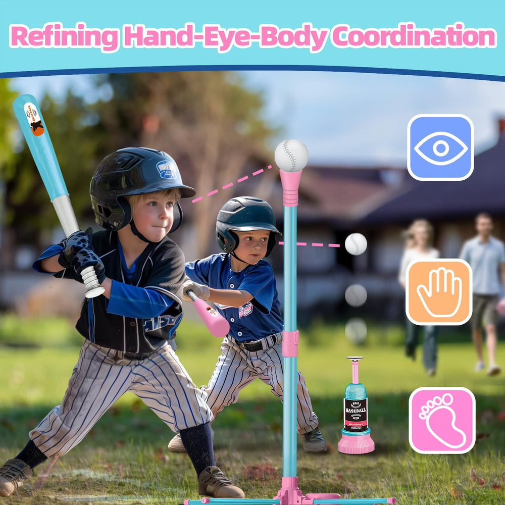 Surelect T-ball set includes six balls for ongoing practice sessions.