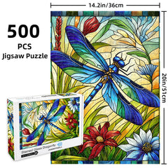 Sutinban dragonfly puzzle vivid colors evoke spring flowers and greens.