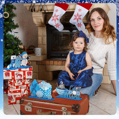 Suzile blue-silver winter theme decor is versatile for mantels, shelves, and tables.