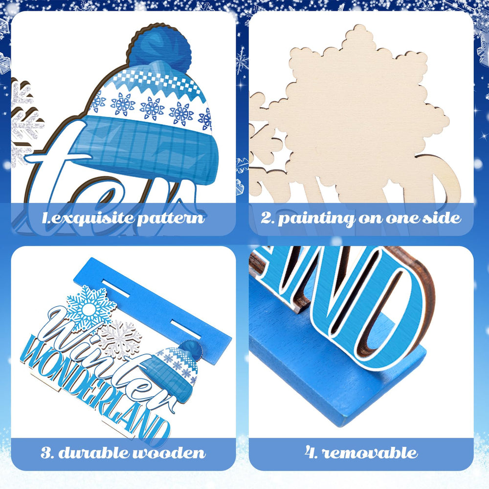 Suzile it's snowing word sign centerpiece adds seasonal charm and conversation.