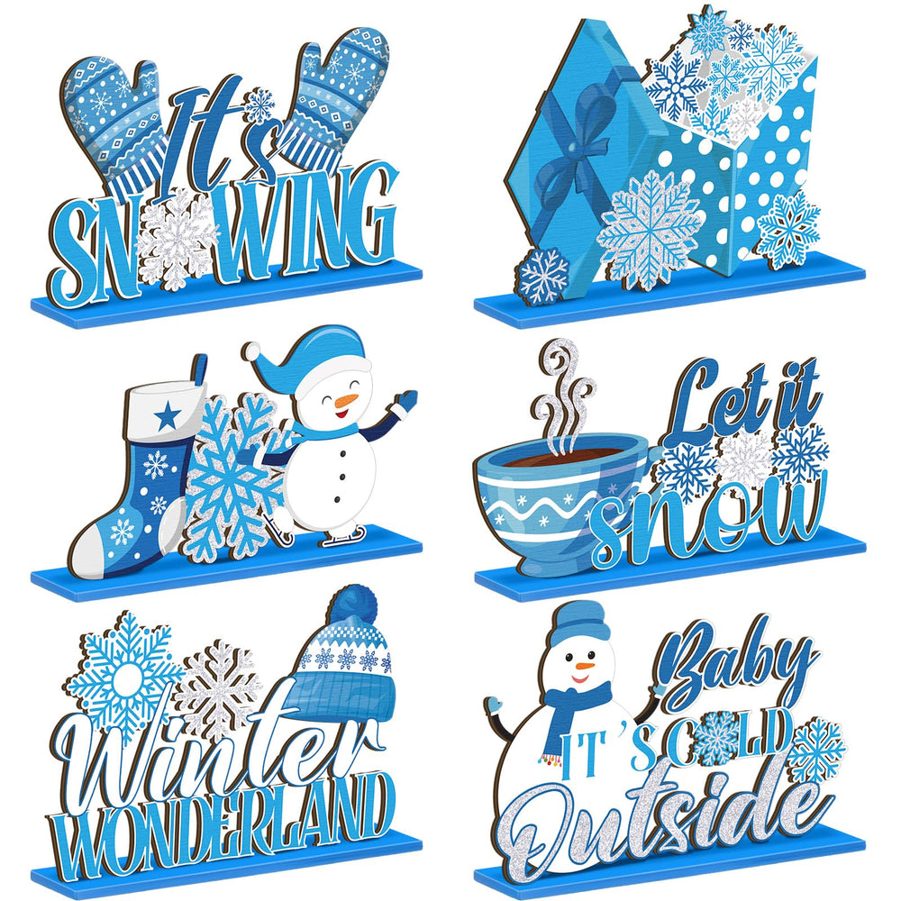 Suzile winter wooden centerpiece snowflake enhances table ambiance for festive gatherings.