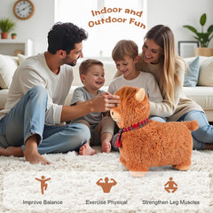 SuzziPals cow toy inflates easily with handheld pump for quick setup