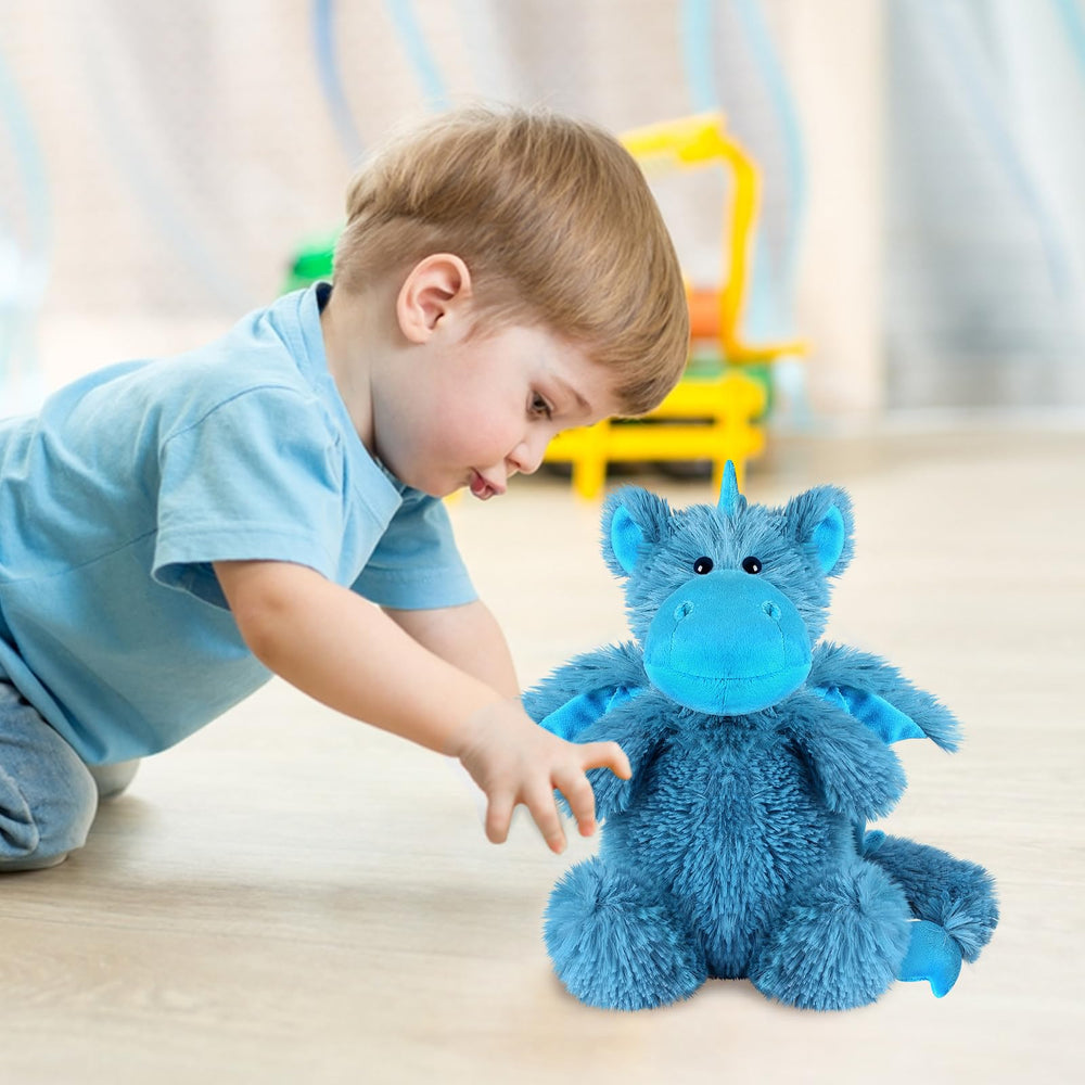 SuzziPals dragon plush snuggle size for easy cuddling.