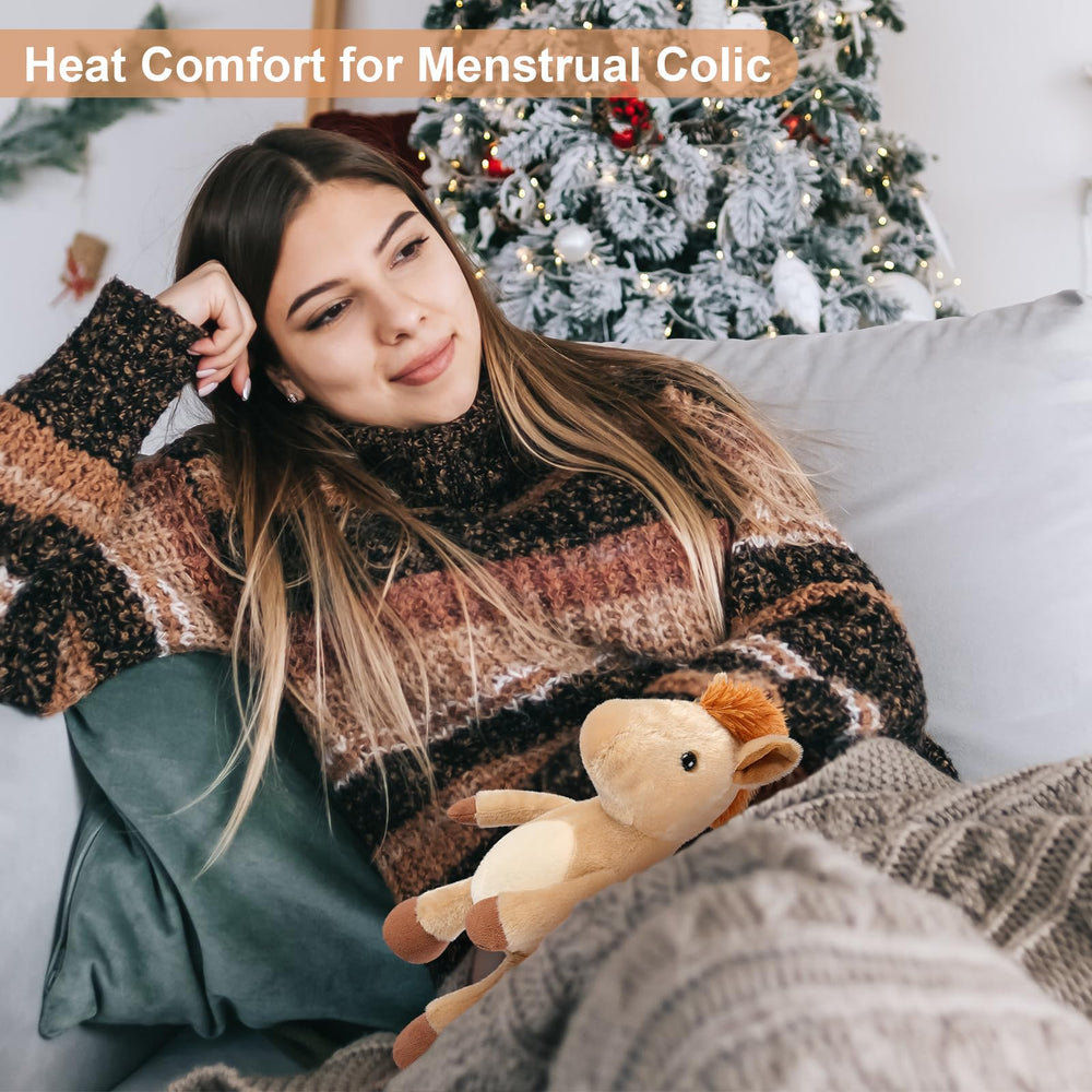 SuzziPals flaxseed-filled horse plush offers comforting warmth and gentle support