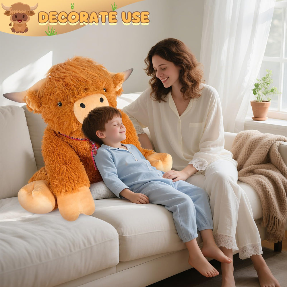 SuzziPals ASTM-certified Highland cow plush emphasizes durable construction.