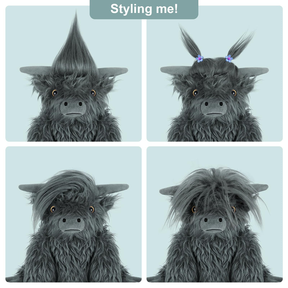 SuzziPals Highland cow plush as a travel companion for soothing moments