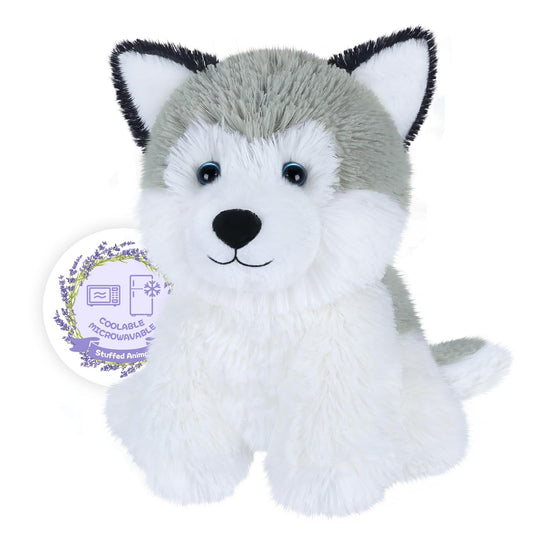 SuzziPals Husky heated plush close-up showing cozy warmth for bedtime.
