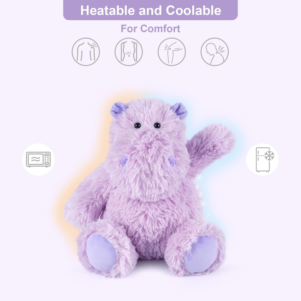 SuzziPals microwavable hippo plush offering gentle heat experience at home