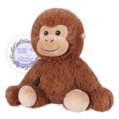 SuzziPals Monkey 12in heating plush with lavender scent for soothing comfort.