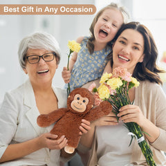 SuzziPals Travel-friendly monkey plush brings comfort on the go.