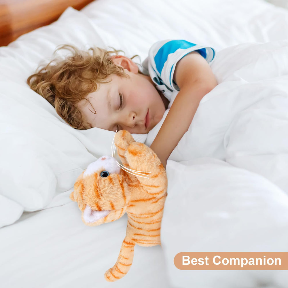 SuzziPals orange cat plush bedtime routine companion for relaxation.