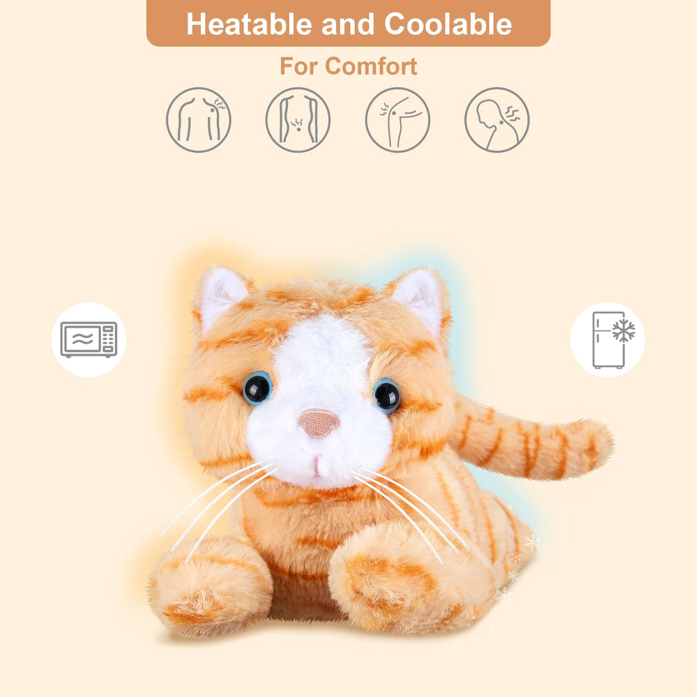 SuzziPals orange cat plush cooling pack for refreshing relief.