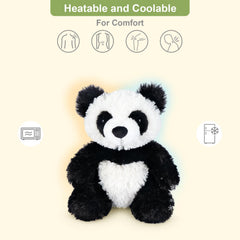 SuzziPals microwavable panda plush demonstrating quick warmth.
