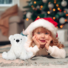 SuzziPals polar bear may ease menstrual discomfort with gentle heat.