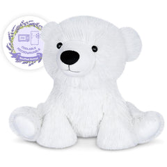 SuzziPals warming polar bear plush offers cozy stress relief.
