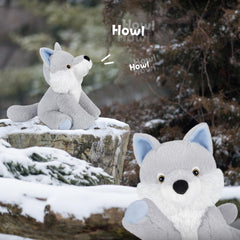 SuzziPals Wolf plush cuddling moment with family