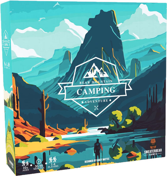 SweaterBear Games Bear Mountain Camping Adventure box shows a cozy campsite for family nights