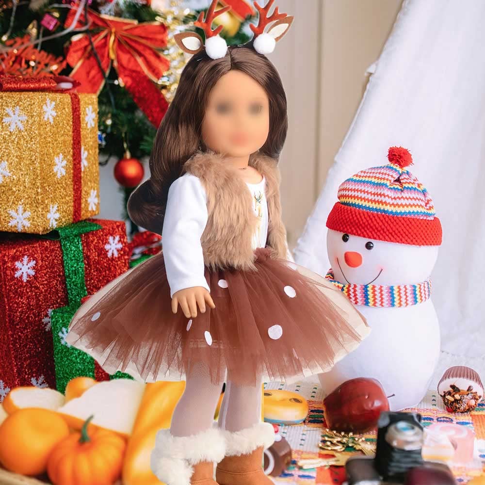 Sweet Dolly fur vest adds cozy flair to 18-inch doll outfits.