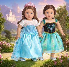 Luxurious dress fabric close-up from Sweet Dolly 18-inch princess outfit