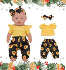 Sweet Dolly orange pants jumpsuit with bow headband for bold doll style.