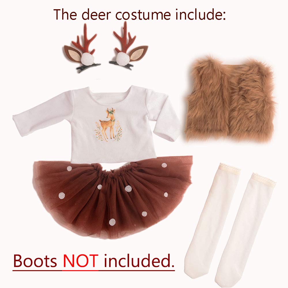 Sweet Dolly white stockings complete the Christmas ensemble on 18-inch dolls.