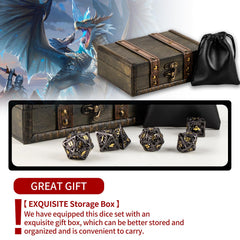 SWeien hollow metal D20 with dragon accents for premium play.