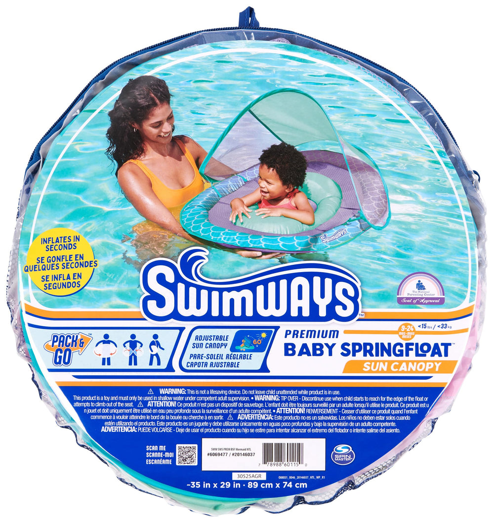 Inflated dimensions of SwimWays Baby Spring Float 34x30x20.5 inches